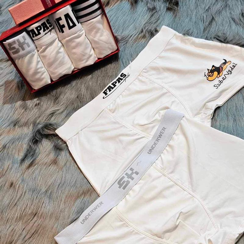 Combo 5 quần full trắng  nam Mix ngẫu nhiên chất thun lạnh Menswear Quần Boxer Sịp Quần Lót Boxer quần quần