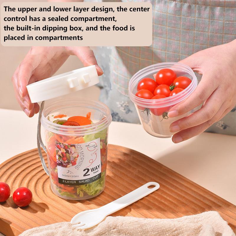 Product Introduction of Bộ Hộp Đựng Cốc Salad, Cầm Tay, Hai Lớp, Thích Hợp Cho Yến Mạch, Ngũ Cốc, Các Loại Hạt Và Sữa Chua, Kèm Nĩa, Thích Hợp Cho Hộp Cơm Trưa Trường Học, Hộp Bảo Quản Thực Phẩm 19