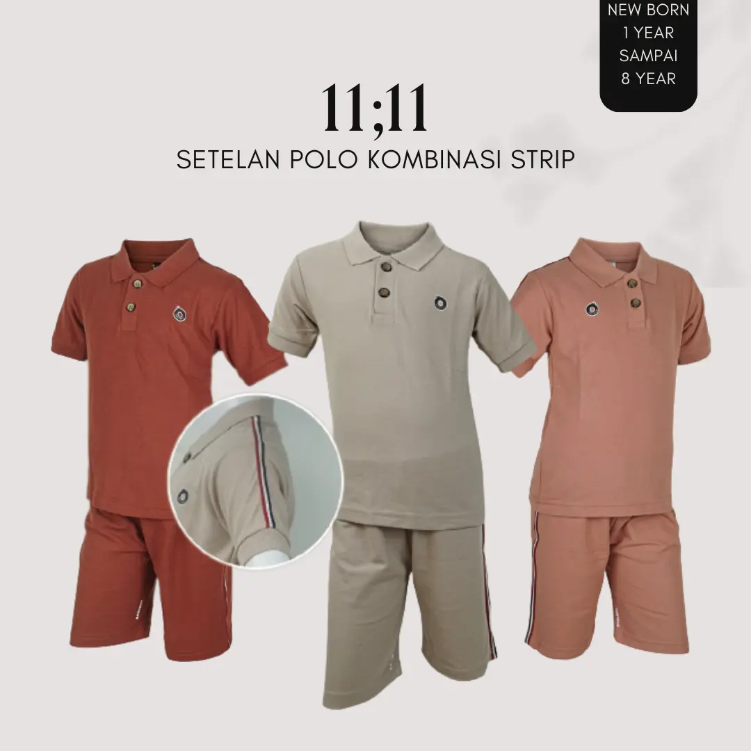 Baju Kaos Polo Kombinasi Stripe Shirt Kerah Anak Laki Krah Basic Premium Usia 9Bulan - 8Tahun