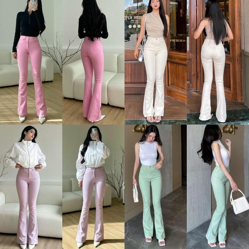 Quần Jean Loe Dáng Dài Xuất Chuẩn Vnxk Chất Jean Co Giản Màu Pastel Nữ 5