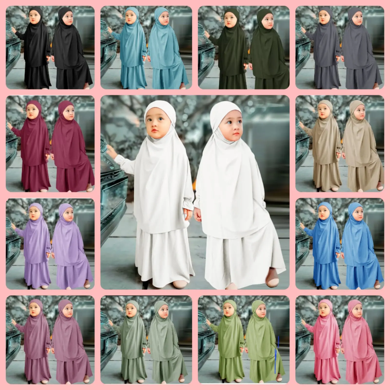 Safa Long jilbab 3-5 tahun gamis muslim anak panjang syari dress baju Basic Wanita Lebaran Cewek