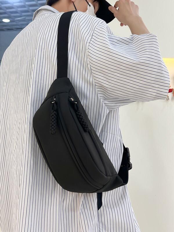 Product Introduction of Sat&sun collection Japanese Simple Harajuku Style Woman Cute Chest Bag Canvas Dumpling Bags For Women( with two zipper) 13