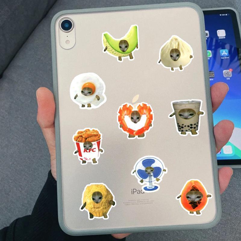Product Introduction of Fruit Cat Pattern Sticker, 69pcs/set Waterproof Removable PVC Sticker, Decorative Sticker for Laptop, Mobile Phone, Suitcase 4
