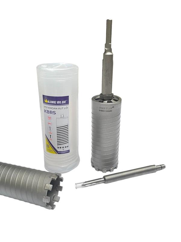 Mũi Khoan Rút Lõi KingBlue Phi 55 và 60 Dài 155mm Chuôi Dài Có Định Tâm, Chuyên Dùng Cho Thợ Điều Hòa