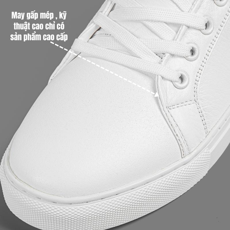 Product Introduction of Giày sneaker nam ZAVAS full trắng da thật không bong tróc form giày gọn thời trang - Z68 Shoes Đế Bằng 7