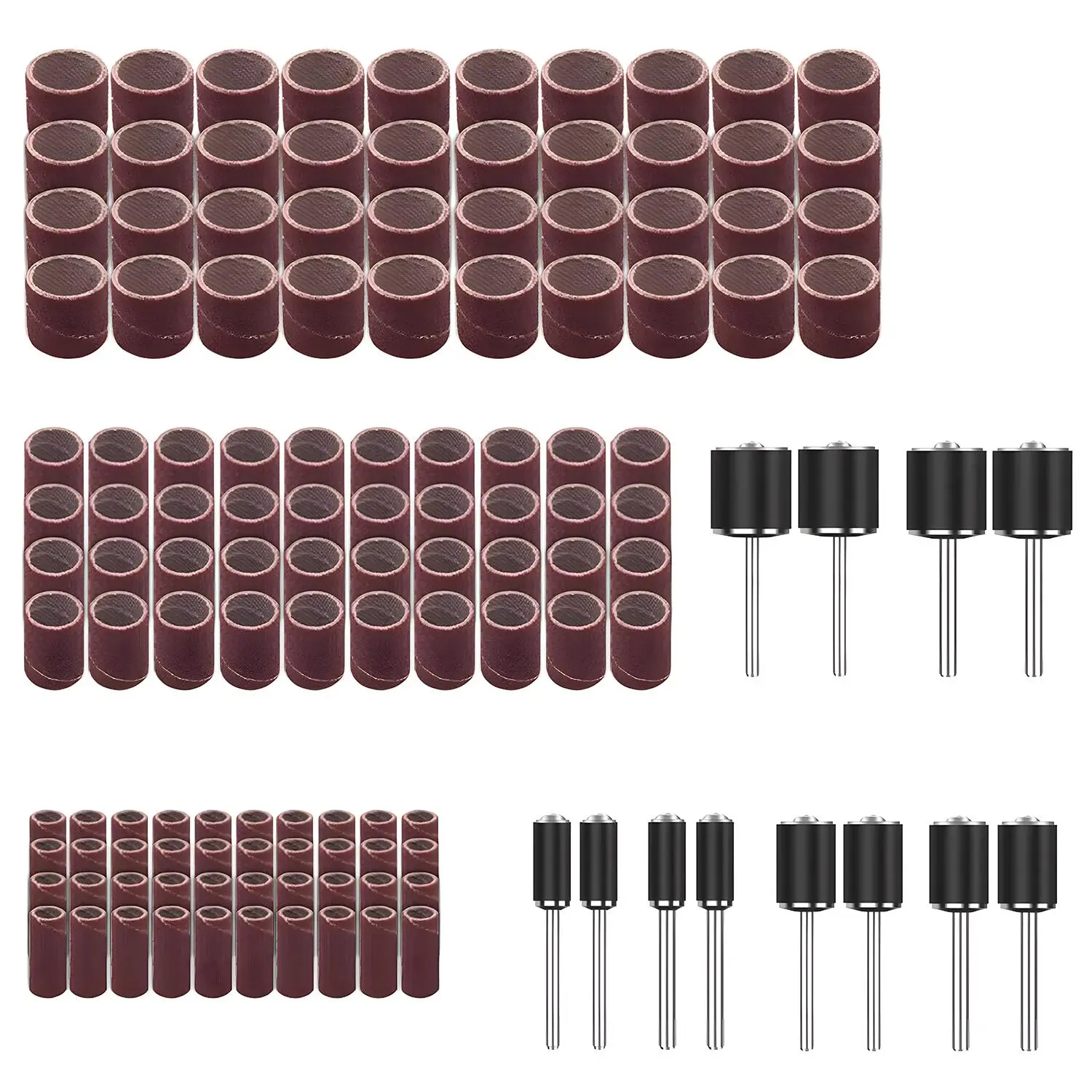 Sanding Drum Set, 132pcs 120 Grit Sanding Sleeves with Drum Mandrels, Rotary Tool For Dremel