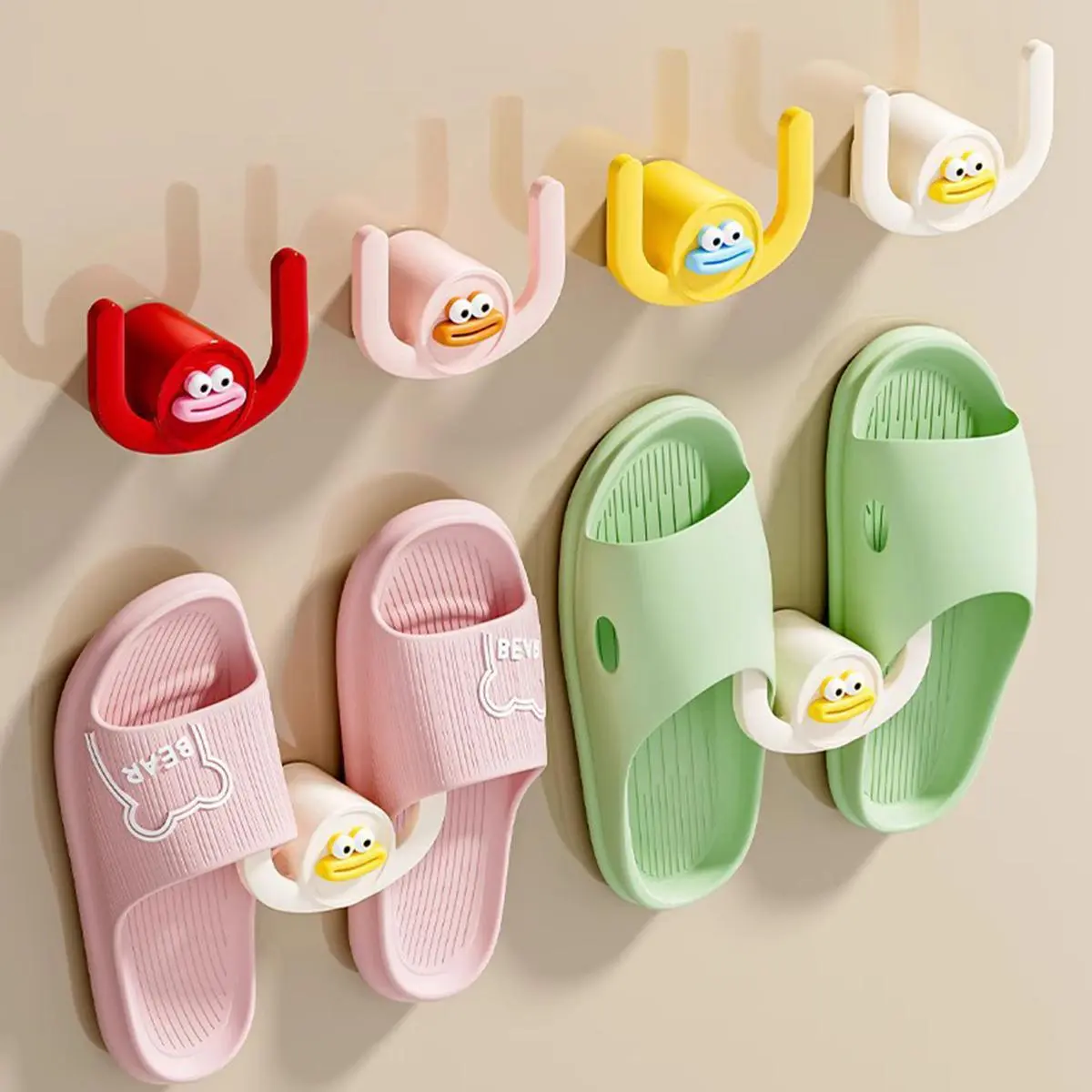 Wall-Mounted Cartoon Sausage Mouth Slipper Holder For Entryway - Space - Saving, No - Punch, Funny#SlipperOrganizer #EntrywayDecor#WallMountedHolder #FunnyHomeware