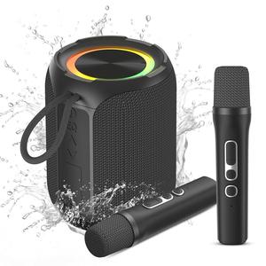 Portable Wireless Speaker with 2 Microphones, 40W Waterproof Speaker with LED Light, TWS Pairing Speaker for Home & Outdoor