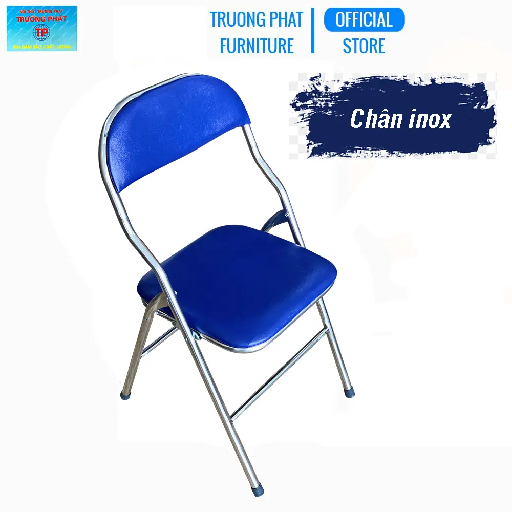 Ghế gấp văn phòng Trường Phát G01, ghế xếp inox, đệm tựa ghế bọc pvc êm ái, gấp gọn dễ dàng