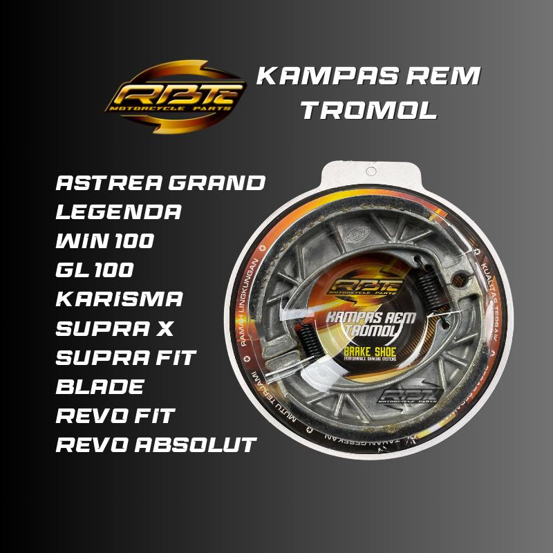 KAMPAS REM BELAKANG TROMOL PIRODO ASTREA GRAND LEGENDA WIN PRIMA GL100 KARISMA SUPRA FIT X 100 125 BLADE 110 REVO ABSOLUTE 0