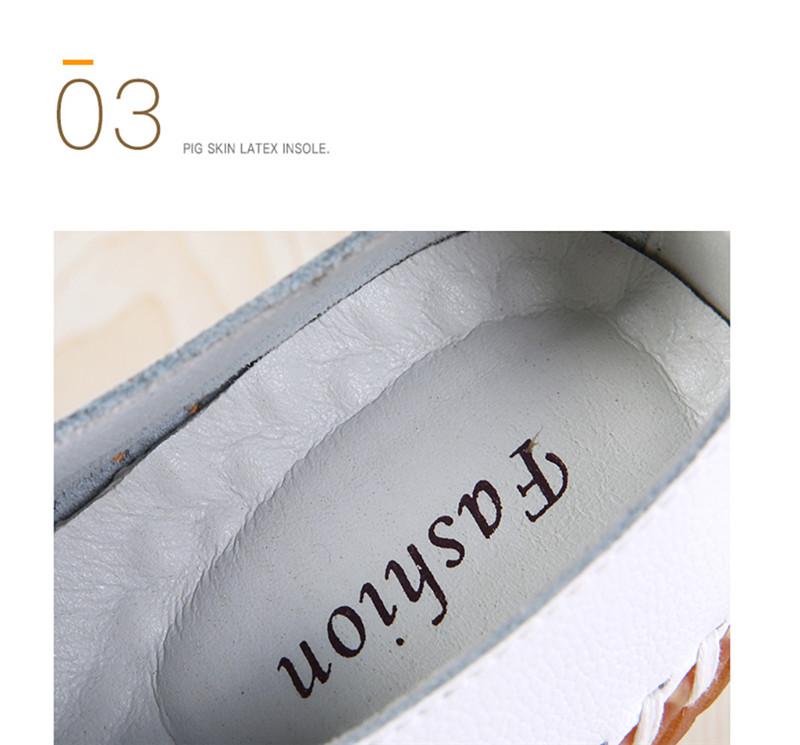 Product Introduction of Leather hand stitched single shoes Soft soled mother shoes lace-up retro fashion casual shoes flat women's shoes 4