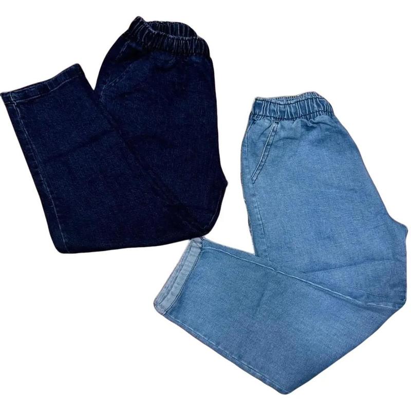 Quần jean nữ baggy ống đứng lưng thun, quần bò cạp chun co giãn bốn chiều thông thường nền tảng Ong Denim quần  đùi 6