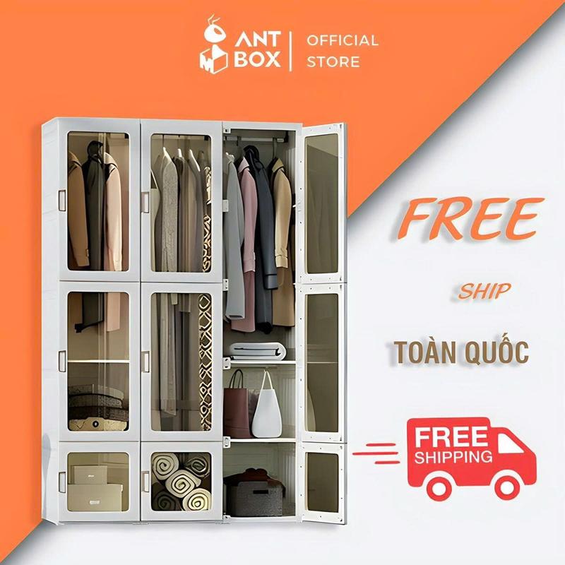 Tủ đựng quần áo Antbox WT15-D9-H3 cao cấp nhựa ABS, cửa mở nam châm, chịu tải 100kg tủ  quần  áo