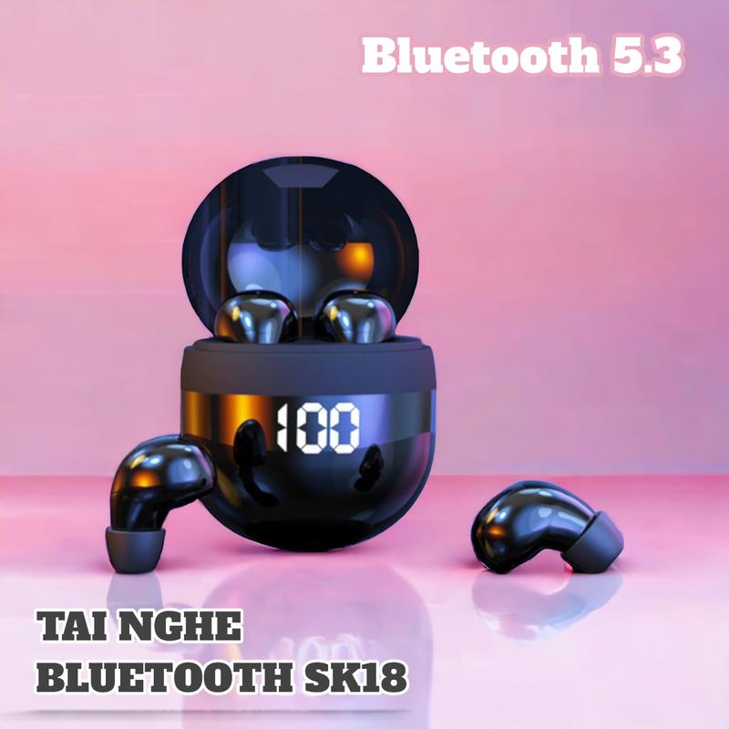 Tai nghe Bluetooth, Sk18, Phiên bản 5.3, Màn hình LED tuyệt đẹp, Công nghệ chống thấm nước mạnh mẽ, Trong tai, Giới hạn tiếng ồn, Tai nghe âm Nhạc