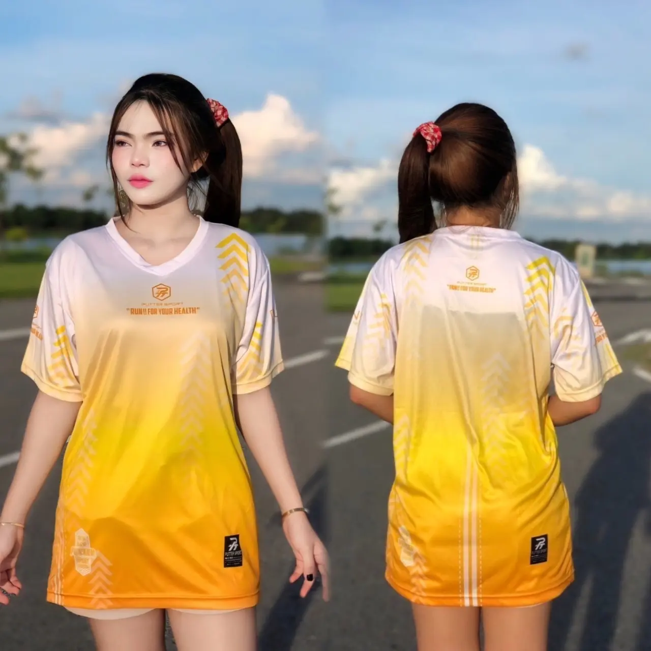 เสื้อยืดกีฬา เสื้อวิ่ง ลายลูกศร 6 สีงานสวยสีชัดคม เนื้อผ้าไมโครซับลาย มีไซส์ใหญ่ M-3XL Sport ออกกำลังกาย