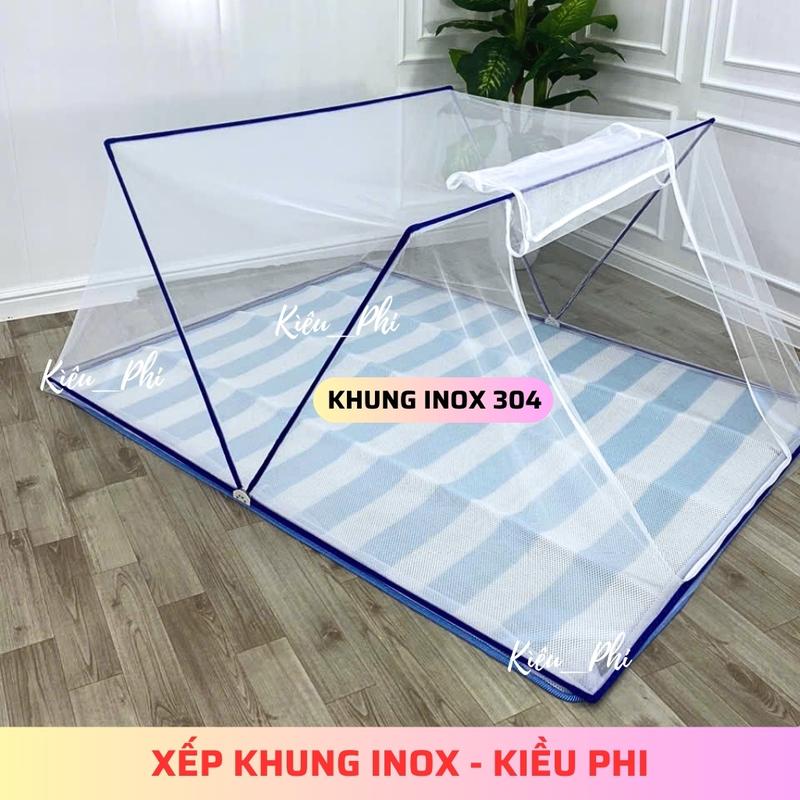 Màn mùng khung xếp khung inox gấp gọn - mùng ngủ chống muỗi cao cấp Kiều Phi