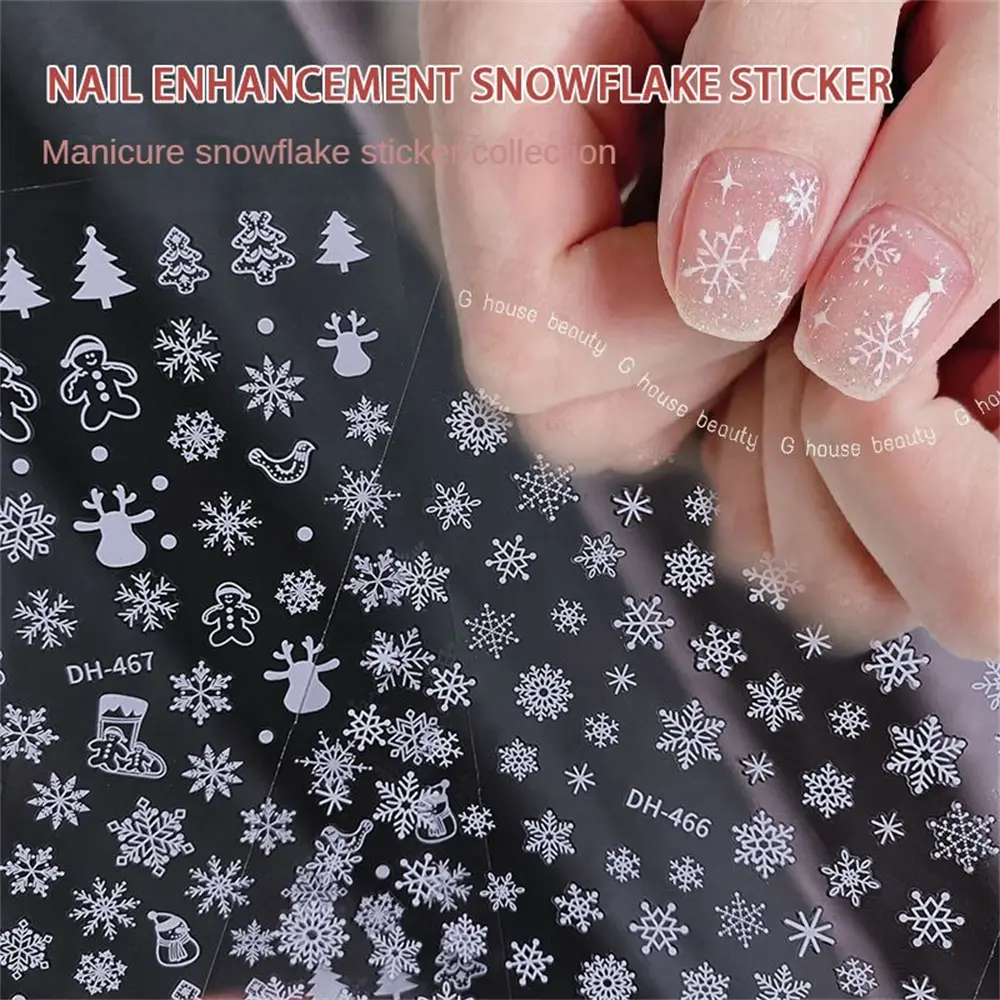 White Snowflakes Nail Art Stickers for Winter Manicure Sparkly Decals New Year Christmas Xmas Nail Art Decoration