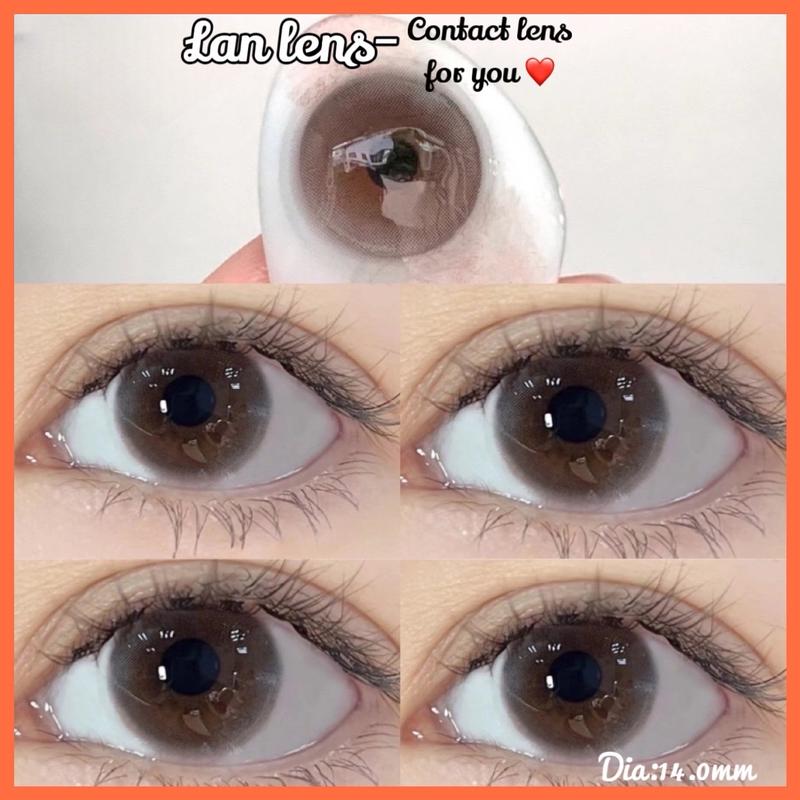 Kính Áp Tròng Lens Nâu hồng không viền nhẹ nhàng trong trẻo có cận 0-6 độ giá 1 cặp tặng kèm khay dụng cụ đeo -Lan lens