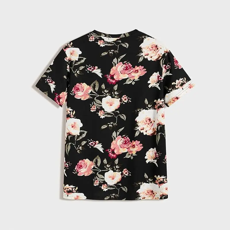 Unisex Floerns Men's Floral Print Short Sleeve T-Shirt 2024 Full Heat Sublimation Crew Neck Tops