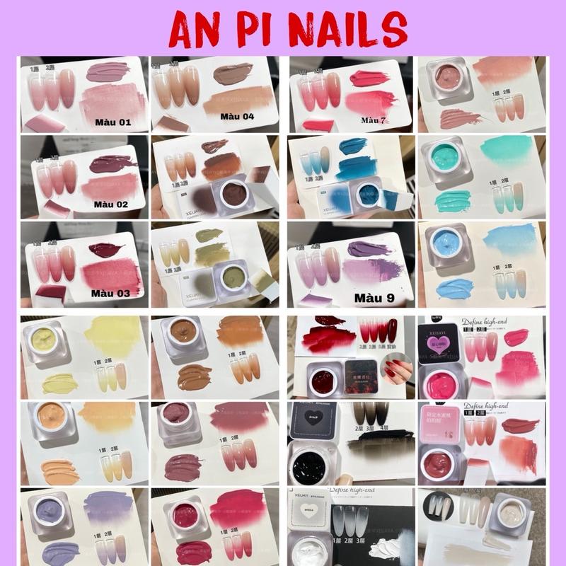  Sơn gel dặm Ombre chuyên dụng cực mịn không cần pha bột An Pi Nails gel nén đặc 