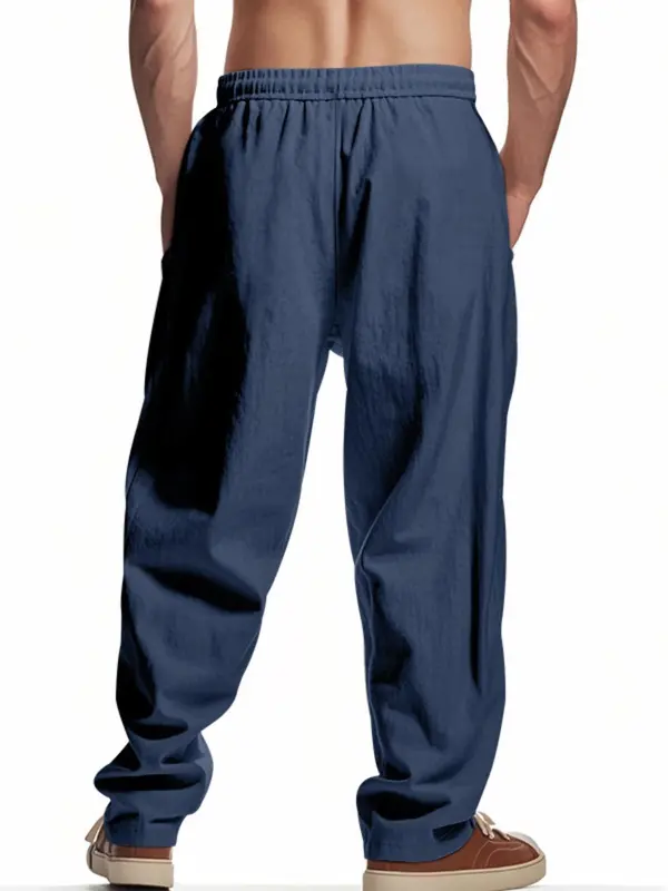 Men's Coconut Tree Print Linen Pants, Regular Fit Casual Comfy Breathable Wide Leg Trousers for Beach Vacation Holiday, Men's Bottoms for Summer, Menswear 8
