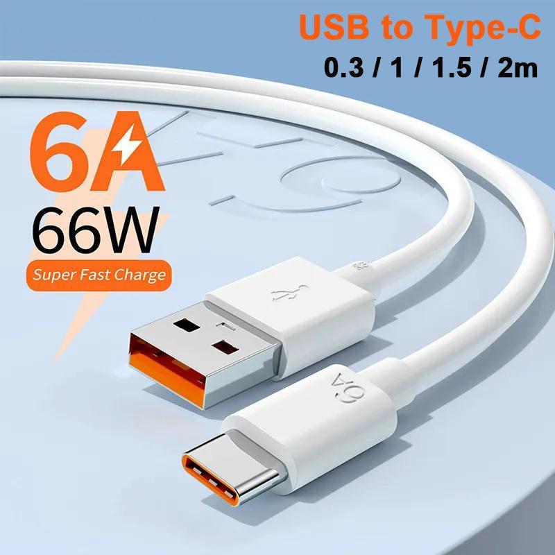  Cáp USB Type-C siêu nhanh 6A 66W cho Huawei Honor Samsung OPPO Xiaomi 13 cáp sạc nhanh USB C dây dữ liệu 1,5 M 2M 
