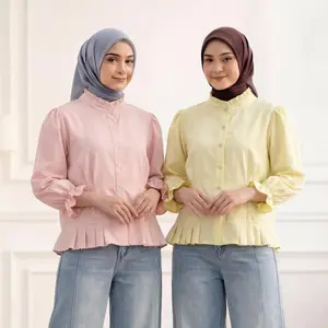 PO40 Asaya Atasan Kemeja Desain Kupu-Kupu Cantik Lengan Panjang Untuk Wanita Gaya Retro