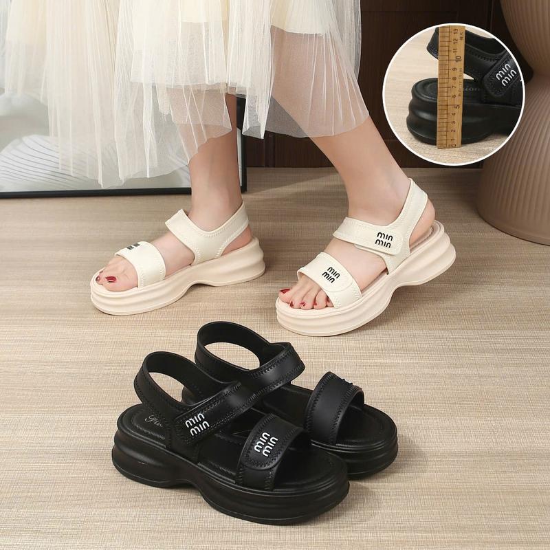 Dép sandal cho nữ đế cao 4cm chứ Minn tăng 1 size dép nữ xăng đan 2025 quai nhựa silicone đế PU BTDEP