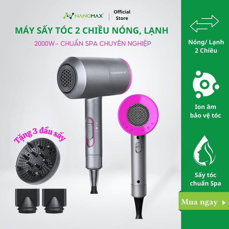 Máy Sấy Tóc Nanomax D087 Máy Sấy 2 Chiều Nóng Lạnh, Công Suất 2000w Nhanh Khô, 3 Tốc Độ Sấy, Thiết Kế Chuẩn Salon Dưỡng Tóc