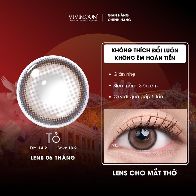 [ NEW COLLECTION ] Kính áp tròng VIVIMOON màu nâu xám TỎ, lens cận cho mắt thở BST HÀM ÂN, hạn sử dụng 6 tháng độ cận 0-8 ( Giá 1 đôi)