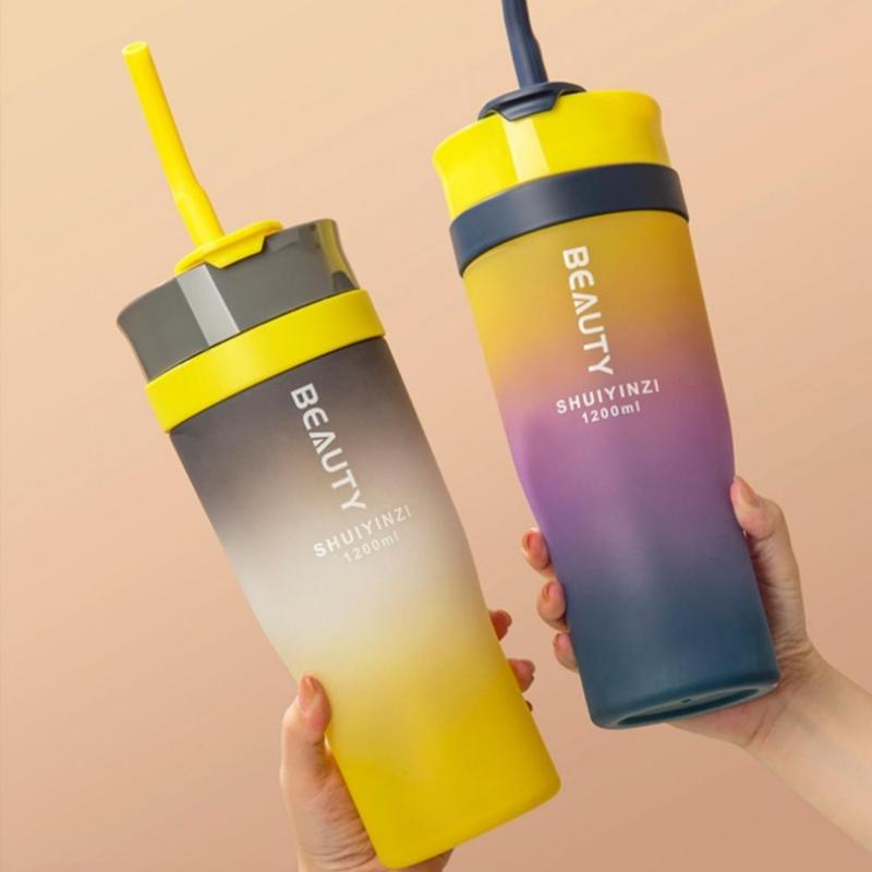 Product Introduction of Leak-proof Water Bottle Set, 3 Counts/set Portable Large Capacity Water Bottle with Straw, Drinking Cup for Office, School, Outdoor 5