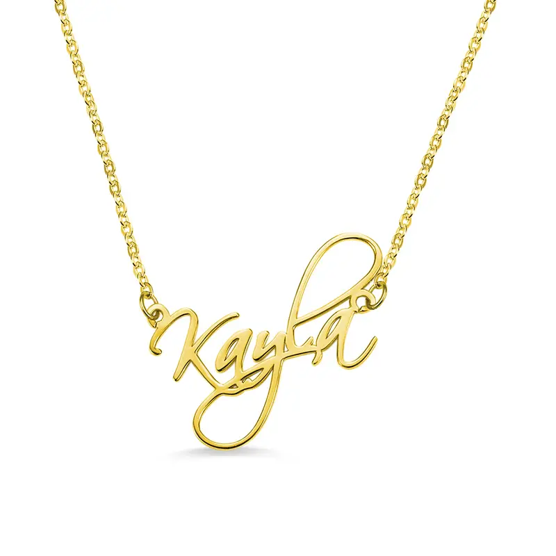 Kayla Necklace - Kalung Nama Custom Elegan Titanium Kuning dan Putih untuk Hadiah Anak Dewasa Emas Perhiasan Rantai Silver Gold 3