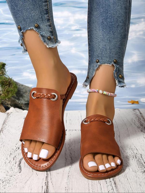 Women's Fashionable Plain Color Slides, Casual Comfortable Fashion Slides for Beach, Lightweight Breathable Slides for Indoor & Outdoor Wear, Walking Shoes 4