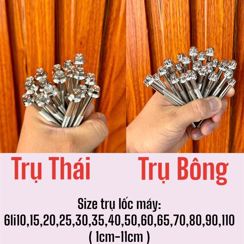  Ốc Trụ 6li Đủ Size  1cm-11cm  6li10,15,20,25,30,35,40,50,60,70,80,90,110   Mẫu Thái & Mẫu Bông   Inox304 . Phụ Tùng Phụ Kiện Inox304 Salaya 