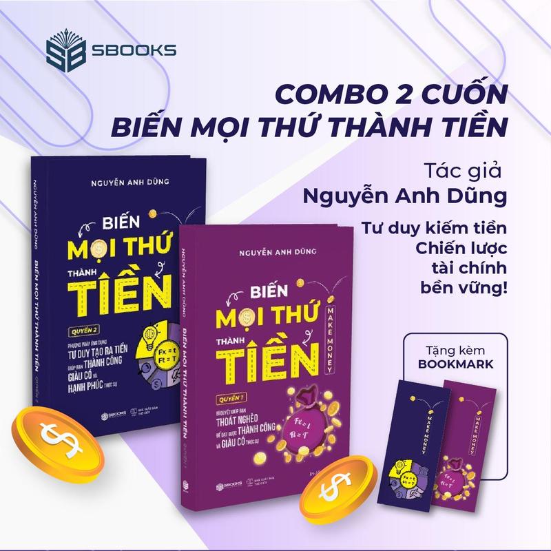 [SBOOKS] Combo 2 Cuốn Sách: Biến Mọi Thứ Thành Tiền - Quyển 1+2 - Tác giả Nguyễn Anh Dũng