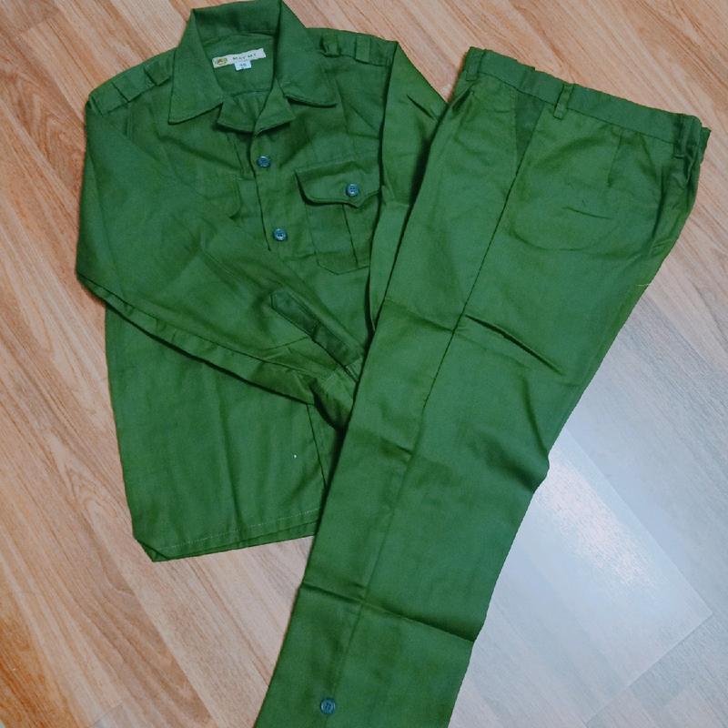 Bộ bảo hộ lao động, quần áo học tập quân sự giáo dục quốc phòng nam nữ vừa quan ao Có Túi Kaki đồng phục