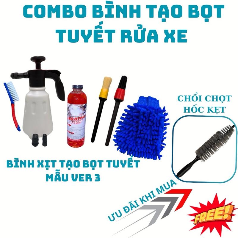 [MUA LÀ CÓ QUÀ] -[MUA 1 TẶNG CHỔI 30cm] Bình xịt tạo bọt tuyết tặng kèm 2 vòi xịt tặng kèm găng tay rửa xe và Dụng Cụ Kèm Xà Bông Rửa xe Có Chạm