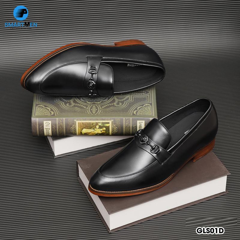 Giày lười loafer nam GLS-01-D da bò nhập khẩu, đế cao su kết hợp gỗ sồi có khâu goodyear, tăng chiều cao êm ai, thông minh thương hiệu SMARTMEN