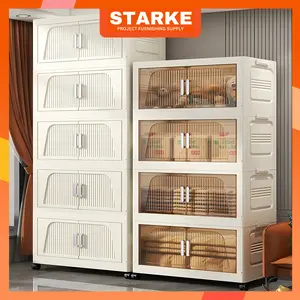 [95cm Besar] Starke 3/4/5/6 Susun Lemari Plastik Jumbo Lemari Plastik Lipat Penyimpanan Serbaguna