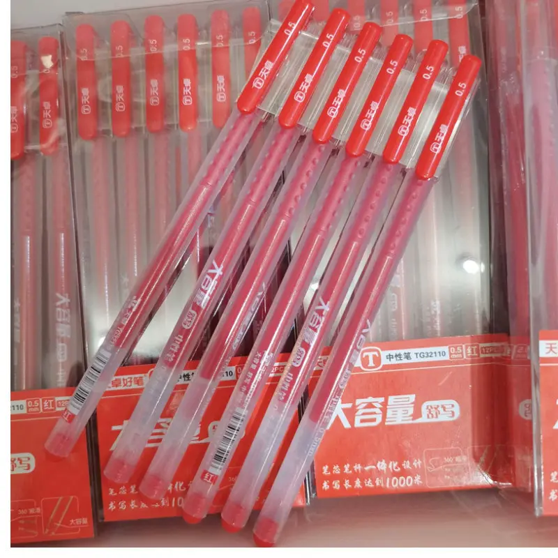 Bút gel ngòi kim mưc đỏ/ đen 0.5mm siêu nhẹ B112 Bút gel đệm tay nhưa viết mượt, trơn tru hoc sinh tôc ký 1