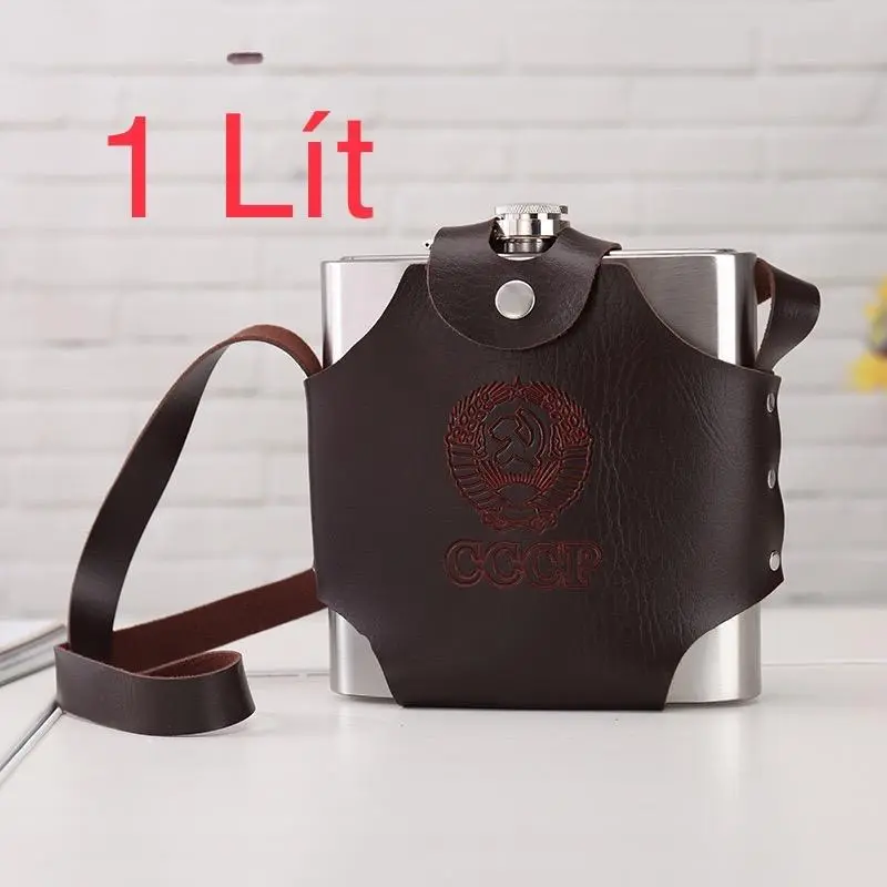 Bình tông đựng nước Inox 304 Dung tích 1Lít tặng bao đựng như hình, hàng dày 0,6mm Bình tông CCCP, có Ly và Phễu 4