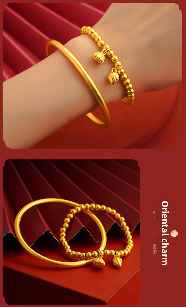 Product Introduction of Vintage Copper Bracelet with Vietnamese Sand Gold Inheritance Long-lasting Gold Color Bride's Delight Bracelet 3
