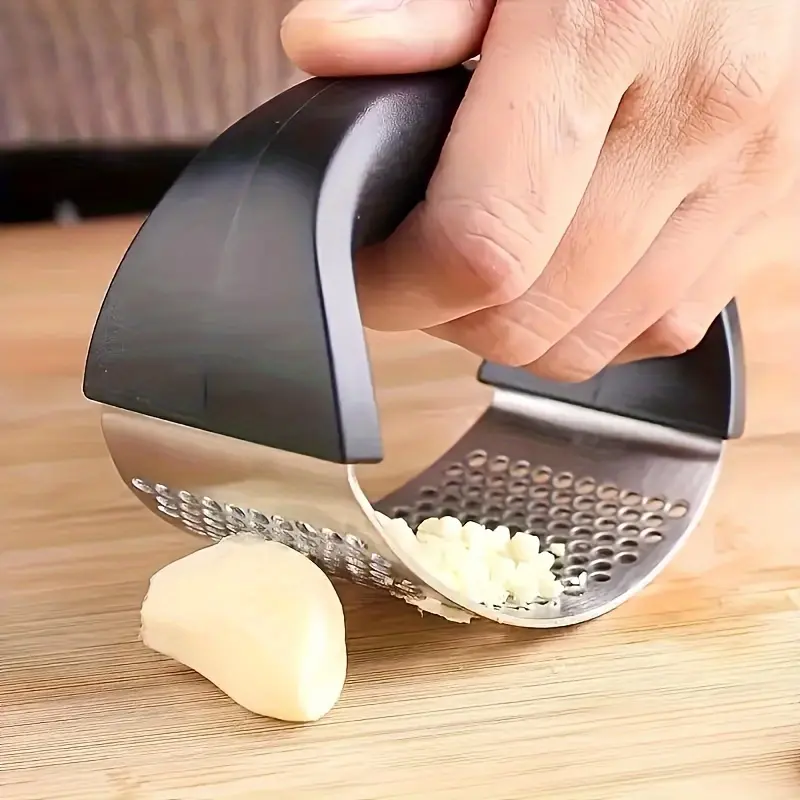 Purchase a Stainless Steel Garlic Crusher - Manual Vegetable Cutter and Fruit Crusher for Restaurants and Supermarkets - Easy-to-Use Kitchen Gadget 2