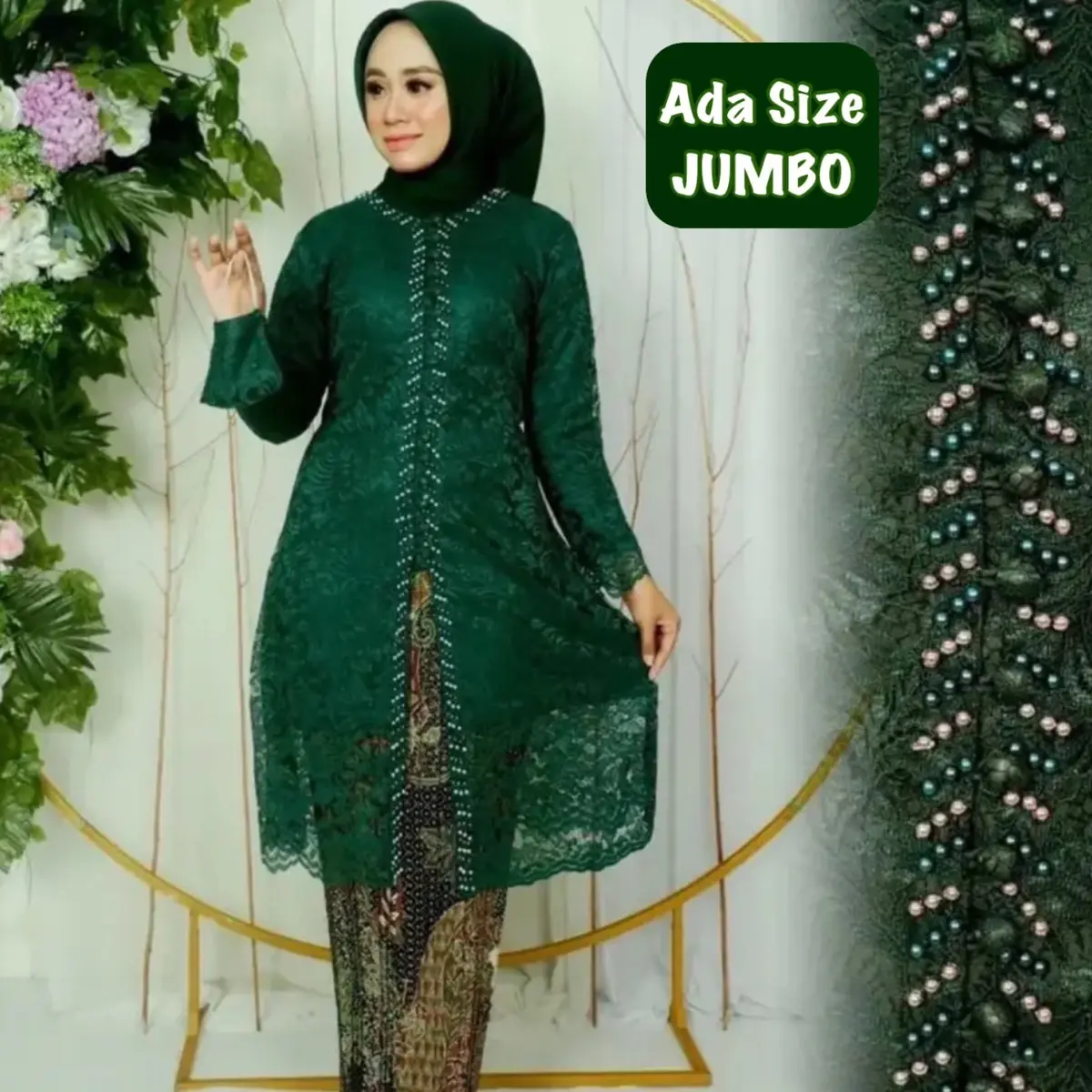 SET KEBAYA TUNIK KANCING SERIBU PAYET BURKAT/KEBAYA TUNIK/KEBAYA JUMBO/KEBAYA BUSUI