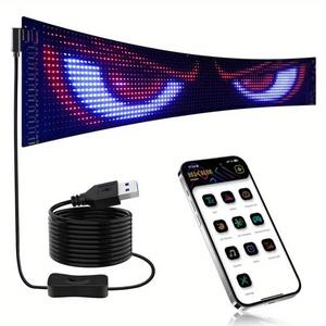 Luz LED flexible programable RGB, Tira de luz LED, Panel de matriz de píxeles LED para coche USB, Control por aplicación inalámbrica, Patrón DIY para coche, taxi, tienda, concierto, cumpleaños, Texto intermitente