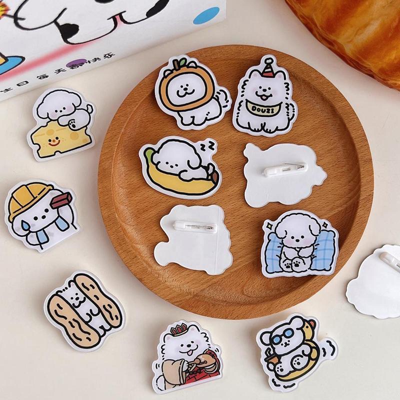 Ins Style Cute Cartoon Acrylic Puppy Brooch Badge Wholesale Clothes Accessories V4L6 W9F5 4