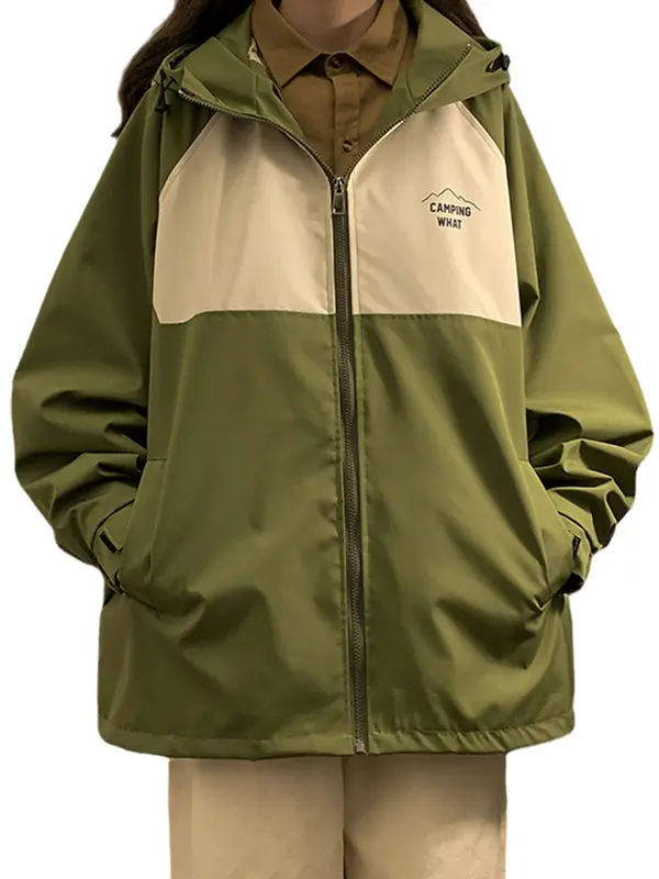 Áo khoác gió  Nữ  2  lớp học sinh fom rộng  kiểu giáng UNISEX phối thân 2 màu siêu xinh Top Women Jacket Ong 5