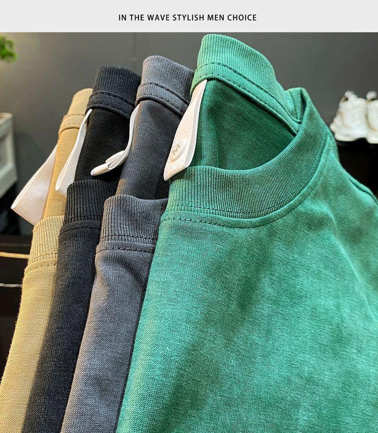 Product Introduction of Áo Thun Nặng, Unisex, Quần Áo Mùa Hè, Thương Hiệu Hợp Xu Hướng Mỹ, Áo Thun ngắn Tay Nam, Tay Lửng, Phong Cách Ins, Xu Hướng 2024 Menswear Cổ Tròn 6