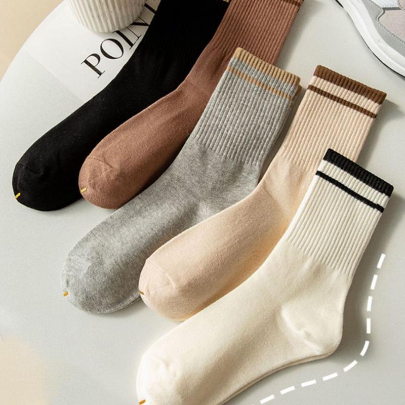Product Introduction of 2Pair New Fashion Socks Solid Color Striped Socks Casual  Socks Casual Cotton Comfy Breathable Socks For Women Girls 22