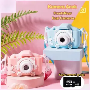 Kamera Anak Mini HD Digital Kamera 1080P Front Rear Dual Cameras 8GB Mainan Anak Hadiah Ulang Tahun